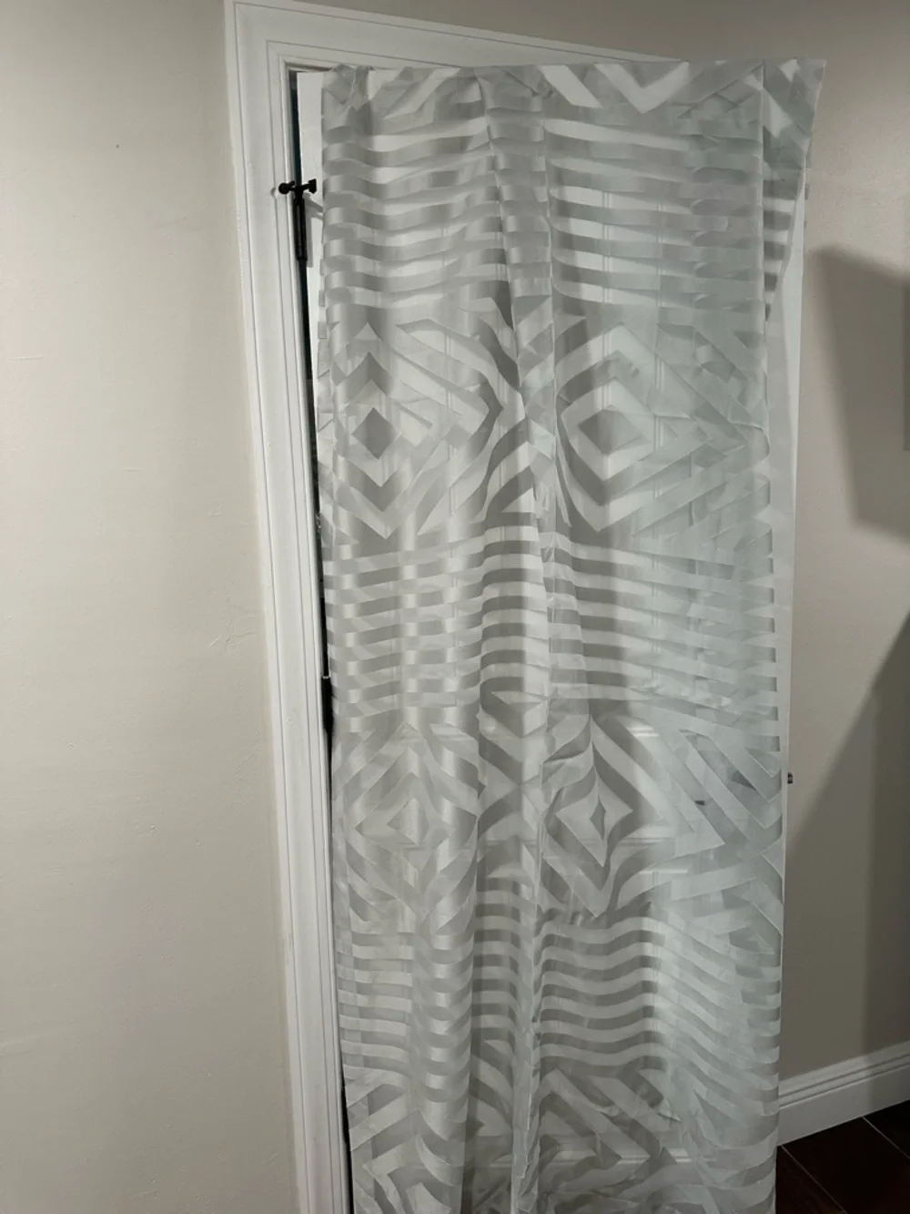 8 panels Grey Sheer Geometric Curtains 116” X 52”